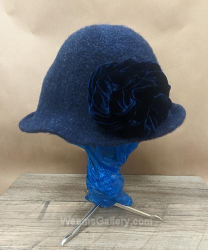 Navy Cloche w/sm flower pin by Tess McGuire